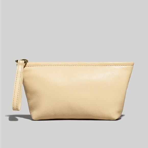 Madewell The Piazza Zip Leather Pouch in Sandy Shore Neutral NEW - Picture 1 of 2